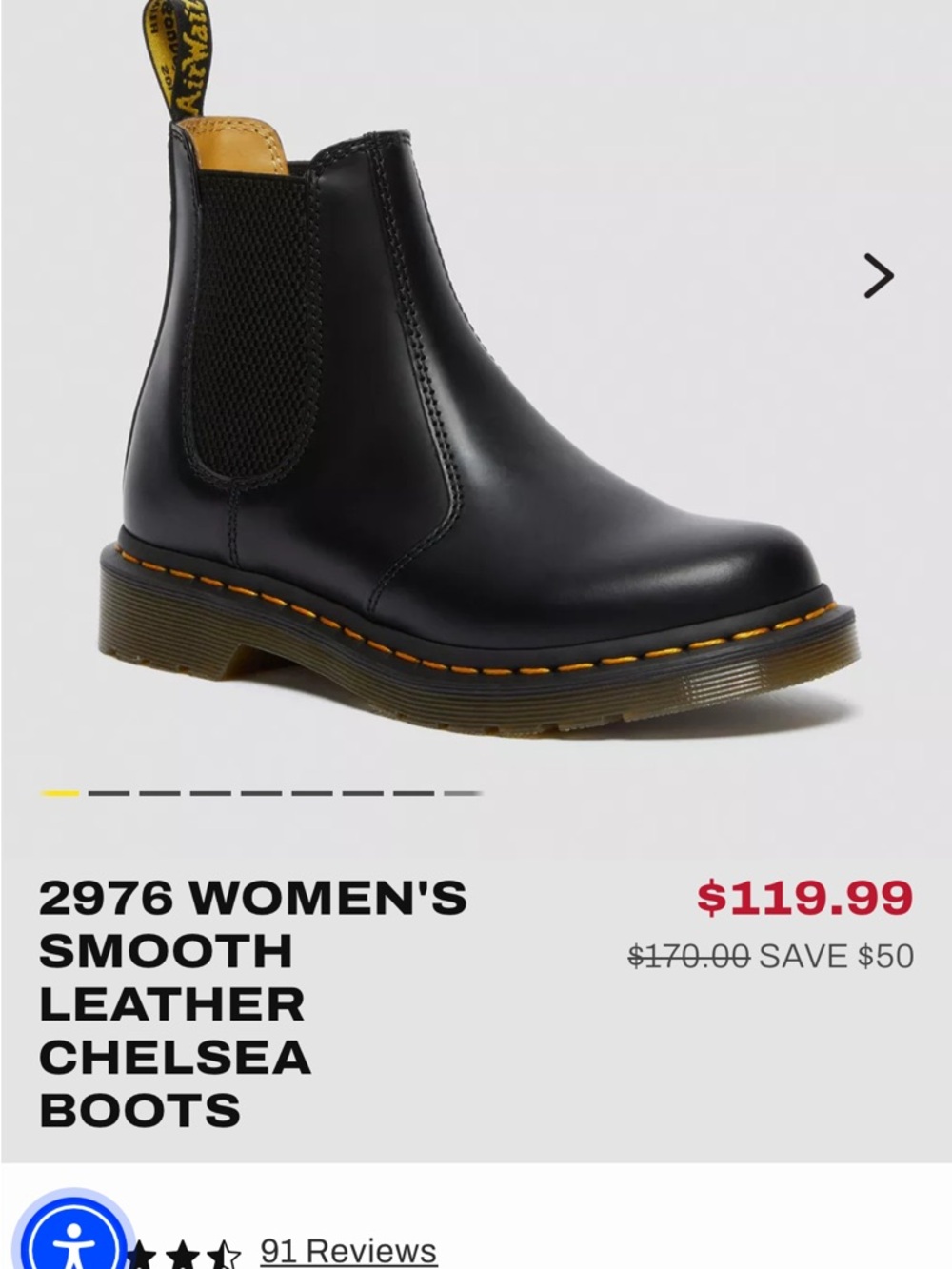 Dr. Martens Black Leather Chelsea Boots with Yellow Stitching - - Picture 8 of 8